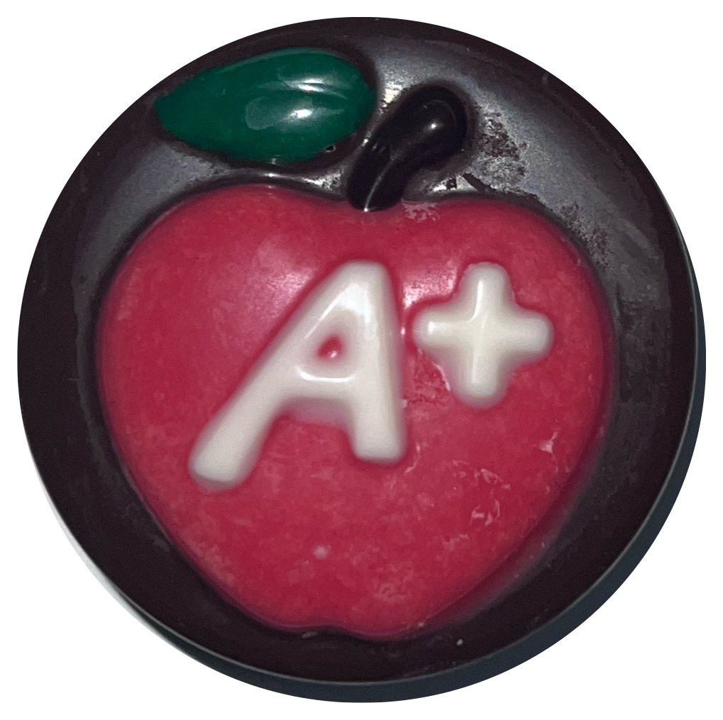 Teacher Chocolate Covered Oreo with red apple and A+ design.