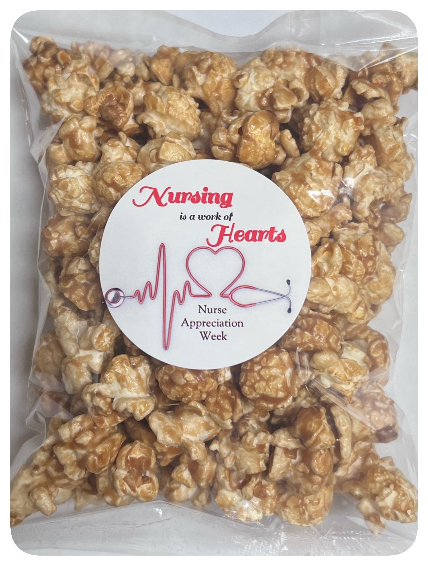 Nurse Appreciation Snack Bags with custom logo and thank you message.
